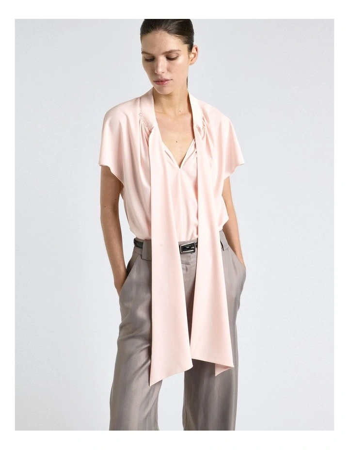 Recycled Georgette Tie Top in Pink image 3