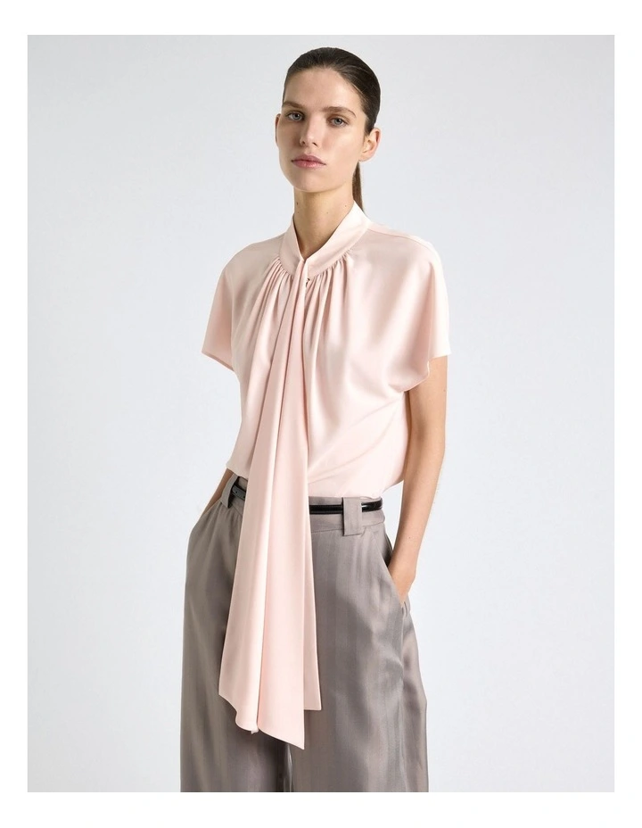 Recycled Georgette Tie Top in Pink image 4