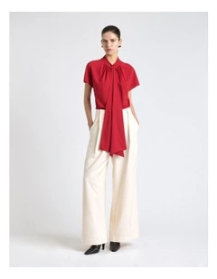 Recycled Georgette Tie Top in Red