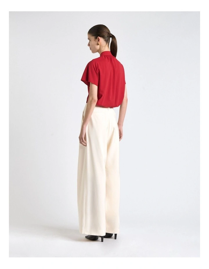 Recycled Georgette Tie Top in Red image 2