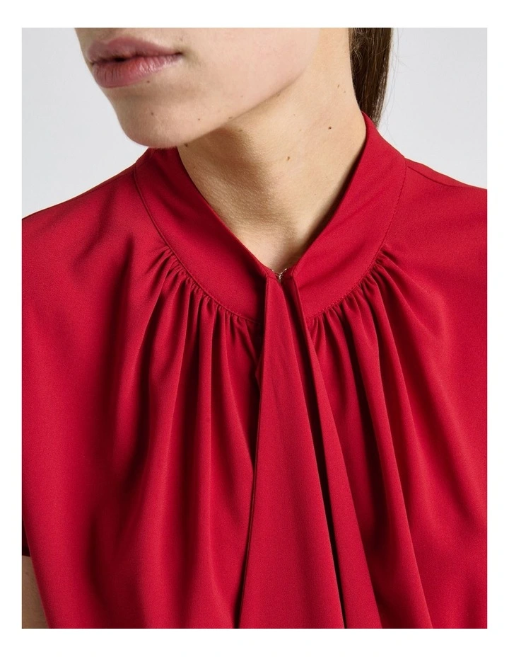 Recycled Georgette Tie Top in Red image 4