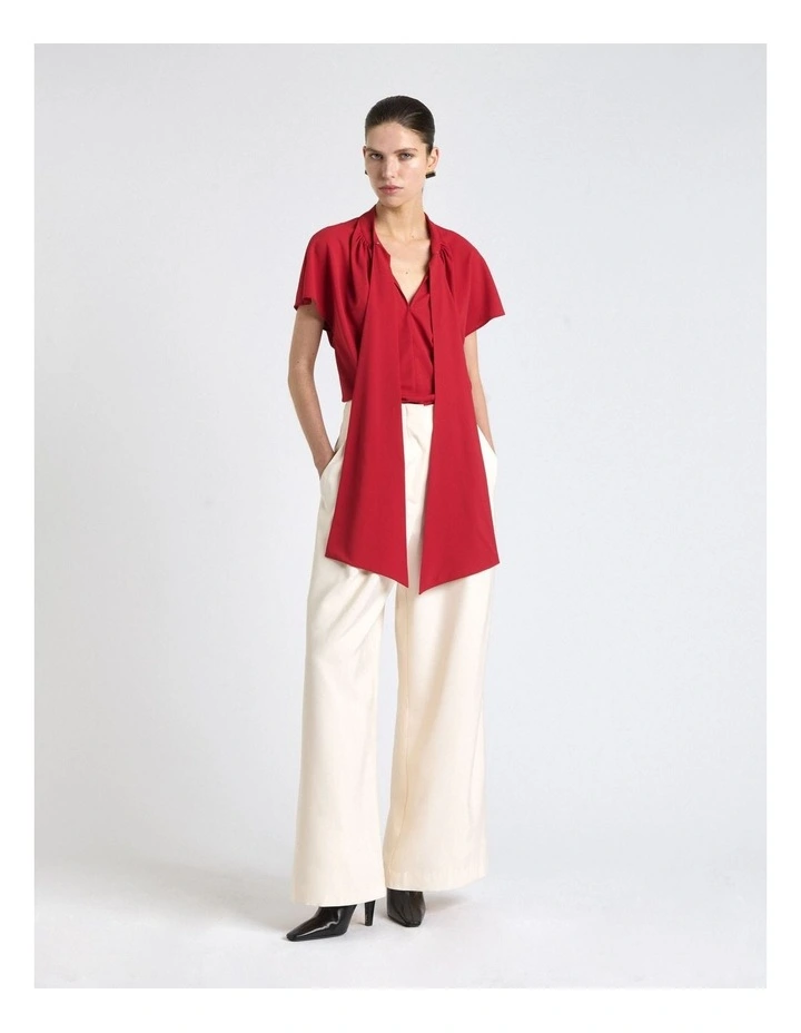 Recycled Georgette Tie Top in Red image 5