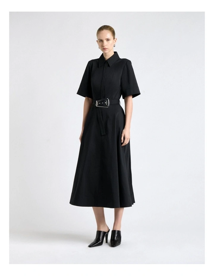Stretch Cotton Flared Midi Dress image 1