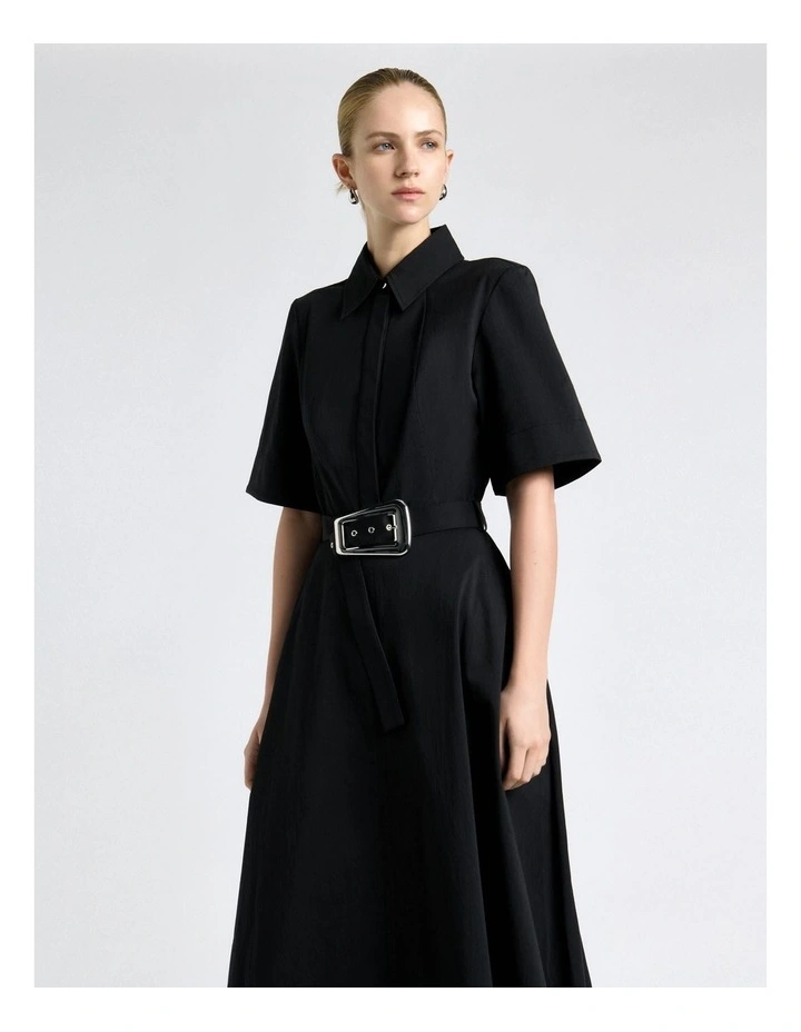 Stretch Cotton Flared Midi Dress image 3