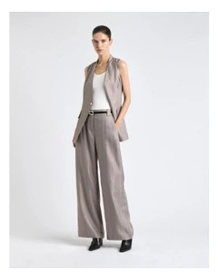 European Self Stripe Straight Leg Pant in Oyster