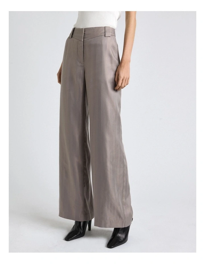 European Self Stripe Straight Leg Pant in Oyster image 3