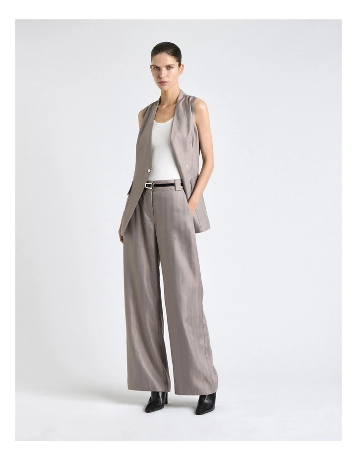 European Self Stripe Straight Leg Pant in Oyster image 4