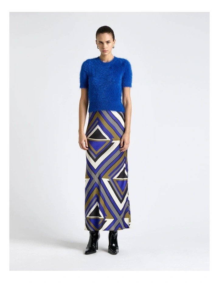 Tile Bias Midi Skirt in Blue image 1