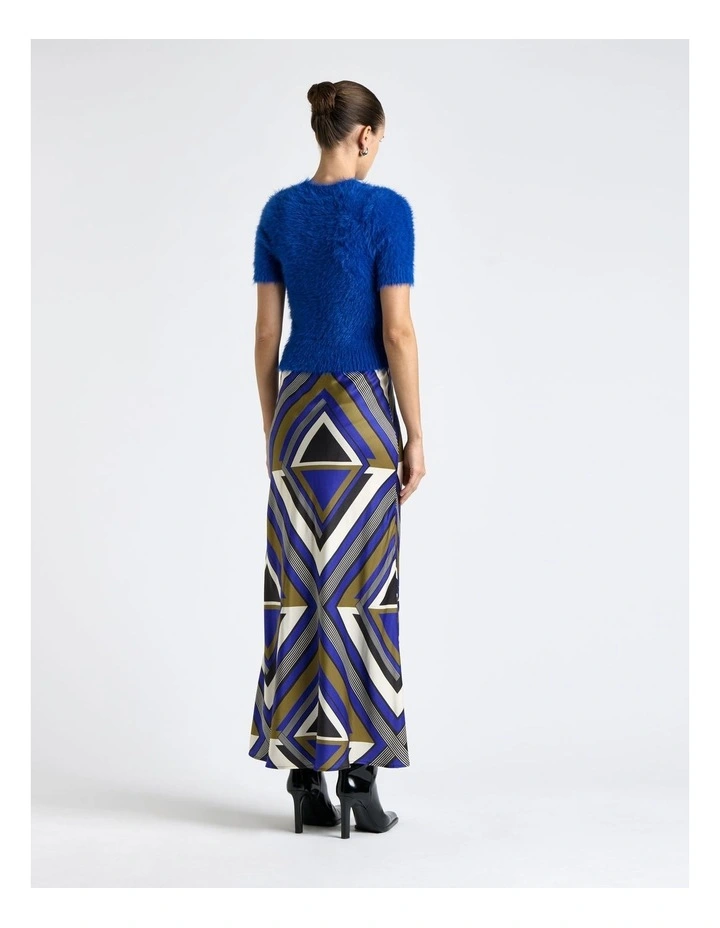 Tile Bias Midi Skirt in Blue image 2