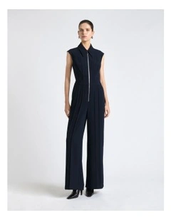 Recycled Crepe Lipped Seam Wide Leg Jumpsuit
