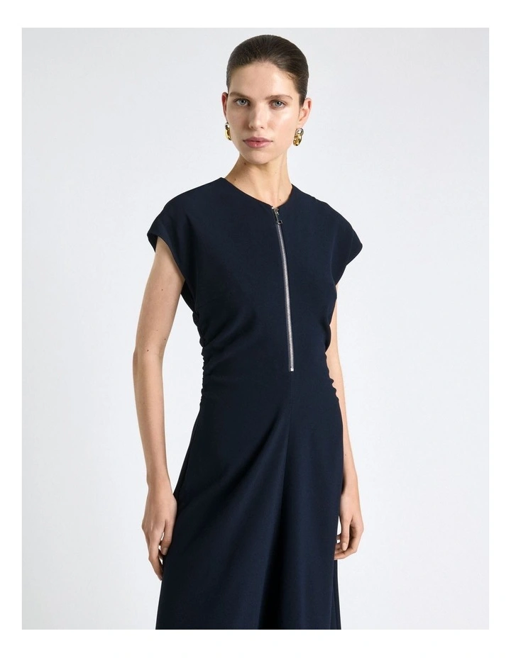 Ink Recycled Crepe Zip Front Midi Dress image 3