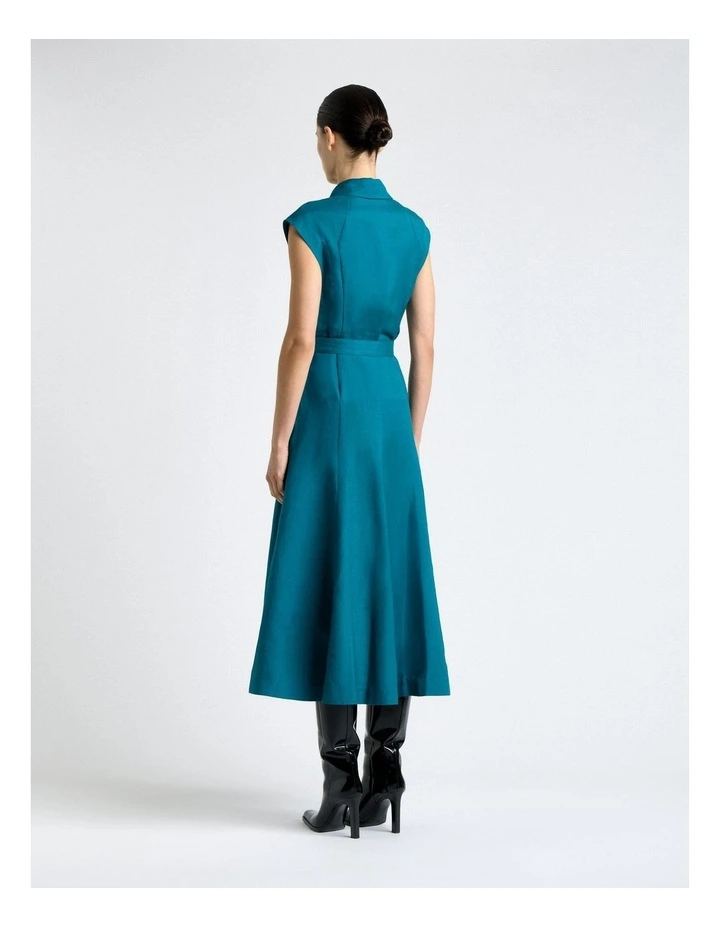 Peacock Linen Blend Pintuck Midi Dress image 2