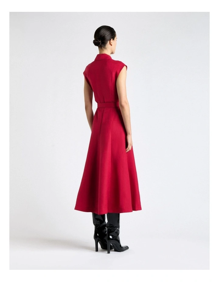 Fuchsia Linen Blend Pintuck Midi Dress image 2