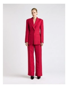 Fuchsia Linen Blend Piped Blazer in Pink