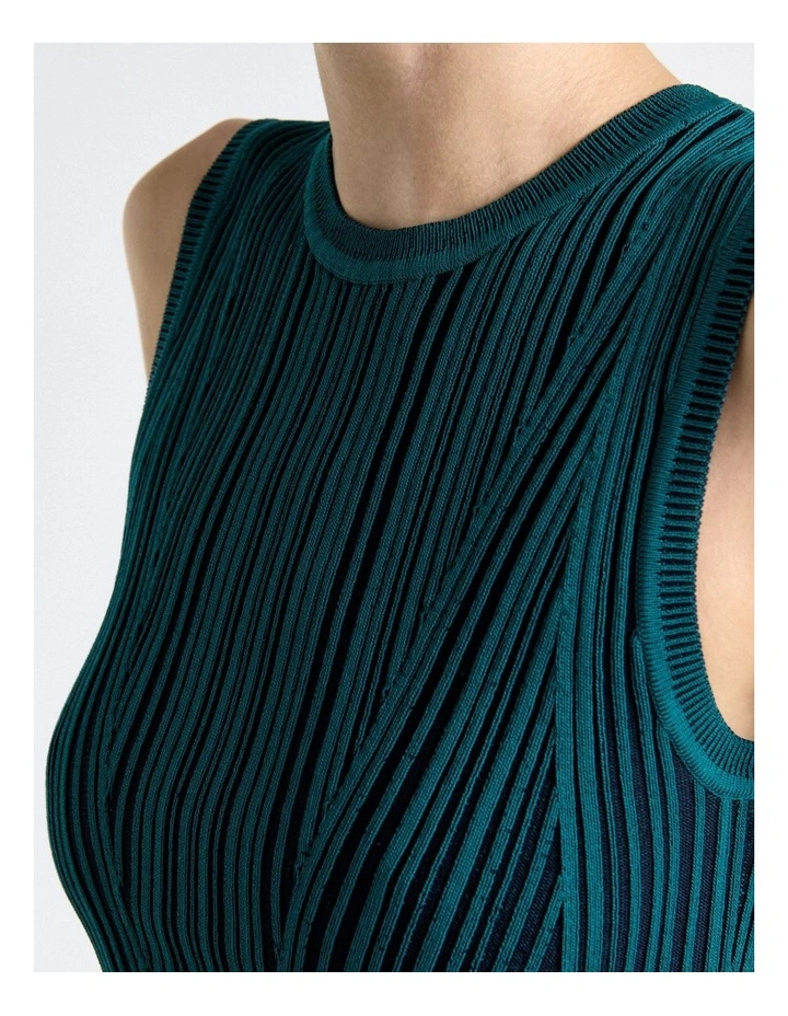 Ribbed Peplum Knit Top in Blue image 5