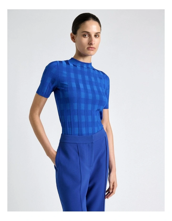 Cobalt Shiny Tonal Check Knit image 3