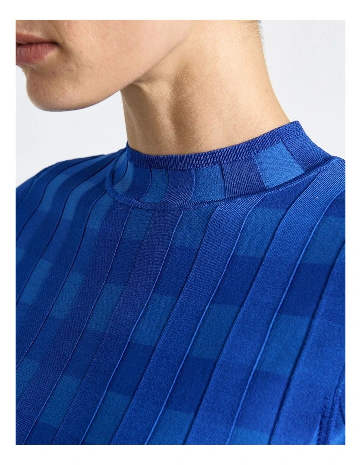 Cobalt Shiny Tonal Check Knit image 4