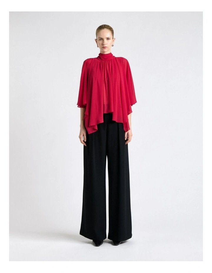 Georgette Caped Ruffle Blouse in Fuchsia image 1