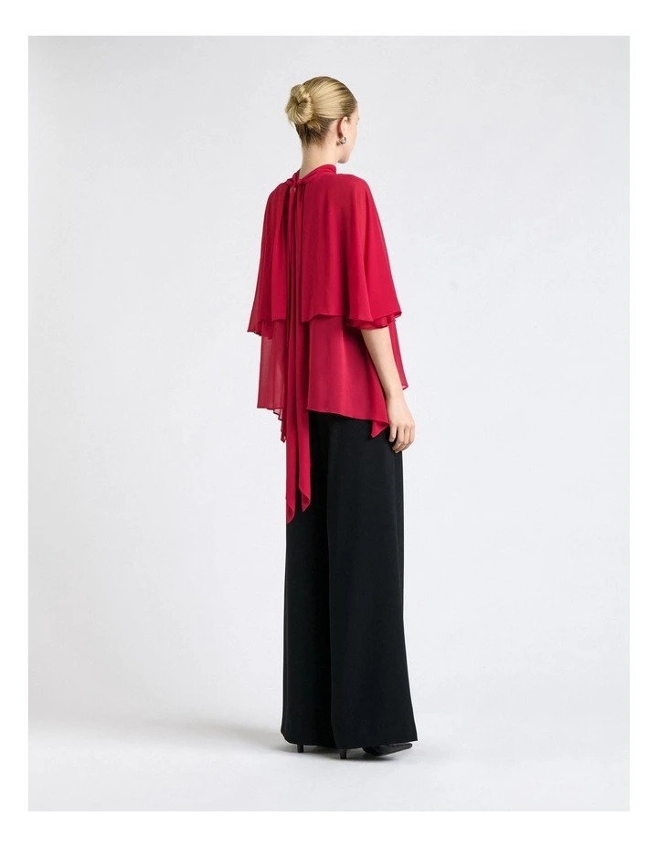 Georgette Caped Ruffle Blouse in Fuchsia image 2
