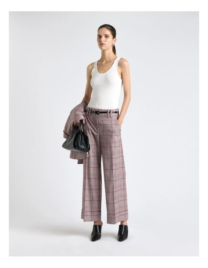 Prince of Wales Check Cropped Cuffed Pant image 1