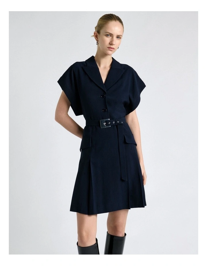 Viscose Twill Pleated Mini Dress image 4