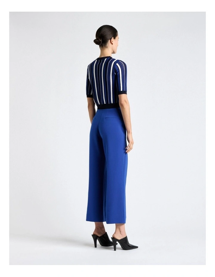 Cobalt Textured Stripe Short Sleeve Cardigan image 2
