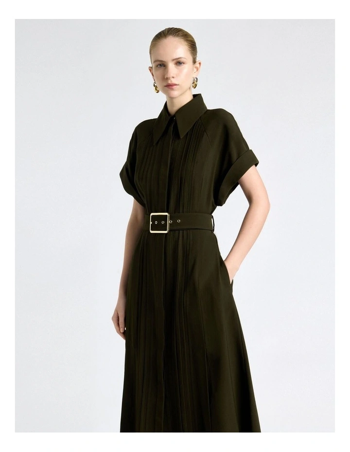 Viscose Twill Pin Tuck Midi Dress image 3