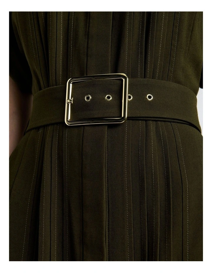 Viscose Twill Pin Tuck Midi Dress image 4