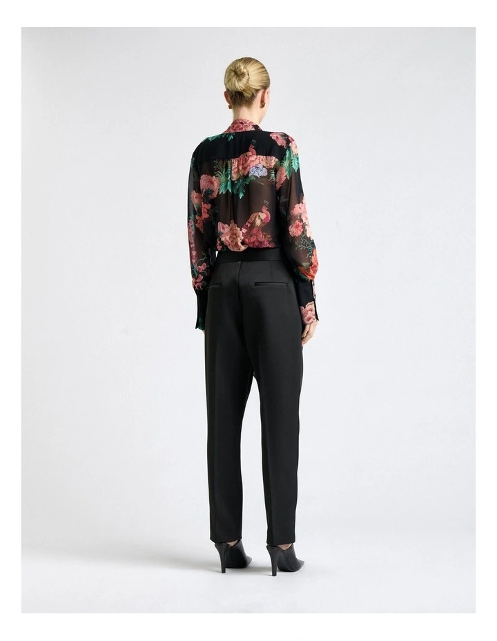Bonded Satin Barrell Leg Pant in Black image 2
