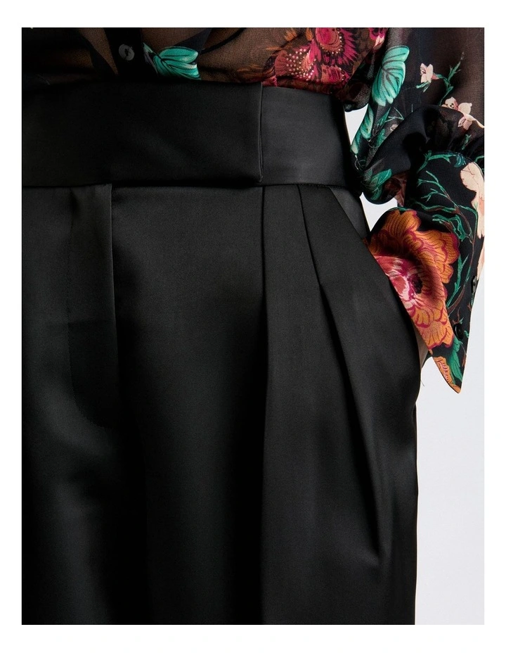 Bonded Satin Barrell Leg Pant in Black image 4