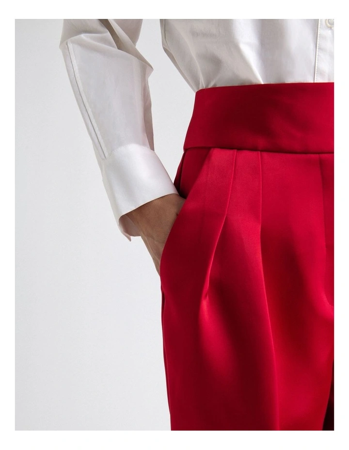 Fuchsia Bonded Satin Barrell Leg Pant image 4