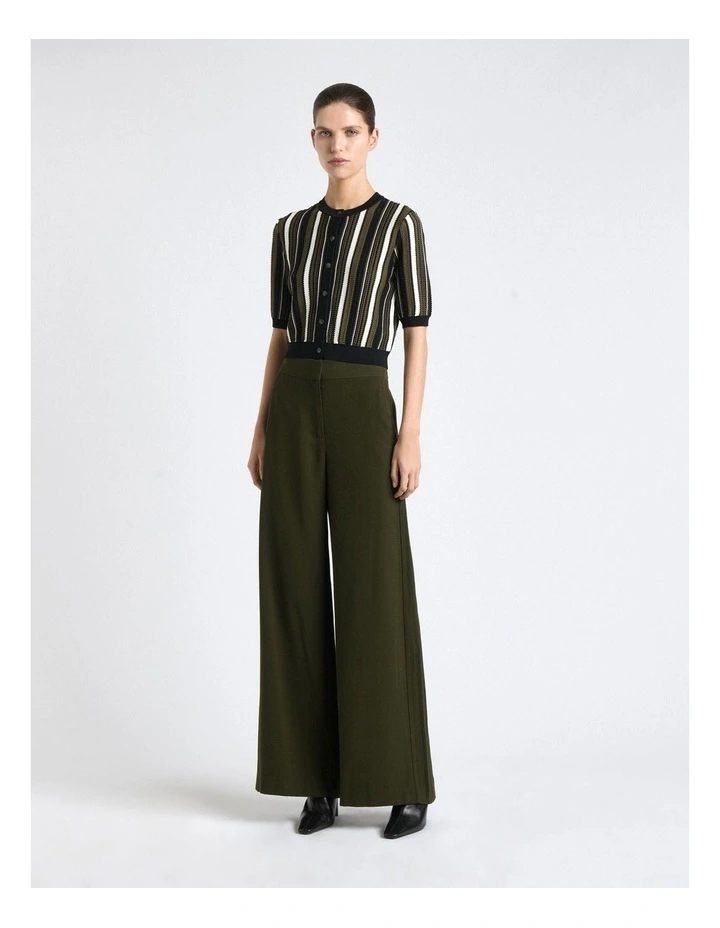 Viscose Twill Pin Tuck Wide Leg Pant in Green image 1