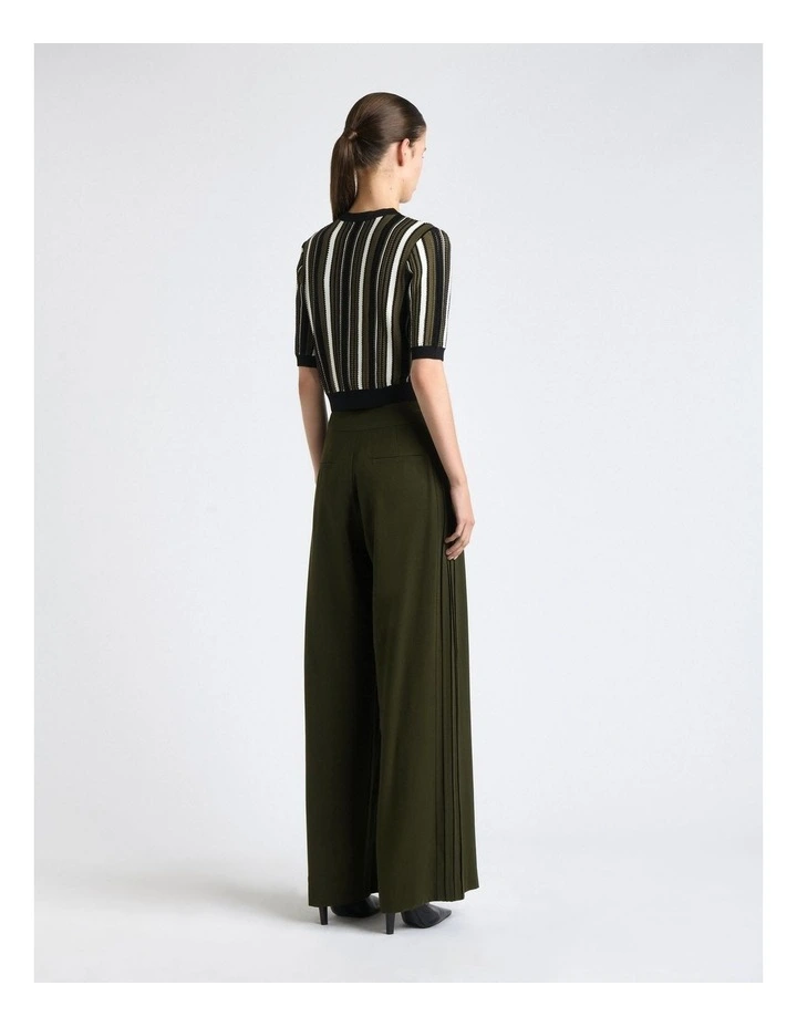Viscose Twill Pin Tuck Wide Leg Pant in Green image 2