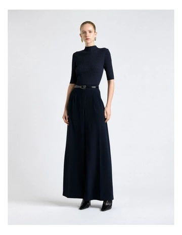 Recycled Crepe Pleat Wide Leg Pant