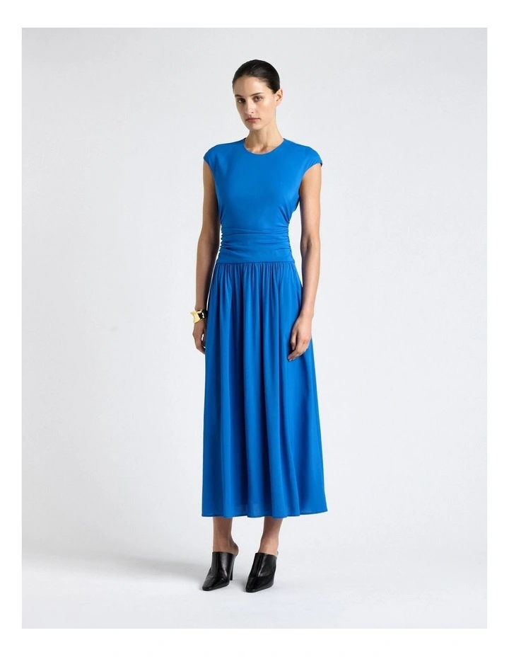 Blue Stretch Viscose Dropped Waist Dress image 1