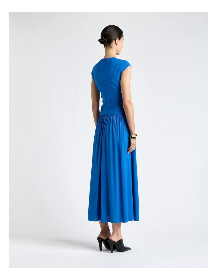Blue Stretch Viscose Dropped Waist Dress image 2
