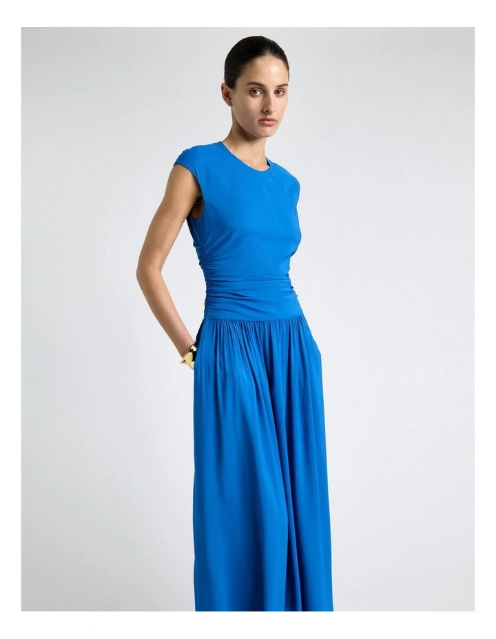 Blue Stretch Viscose Dropped Waist Dress image 3