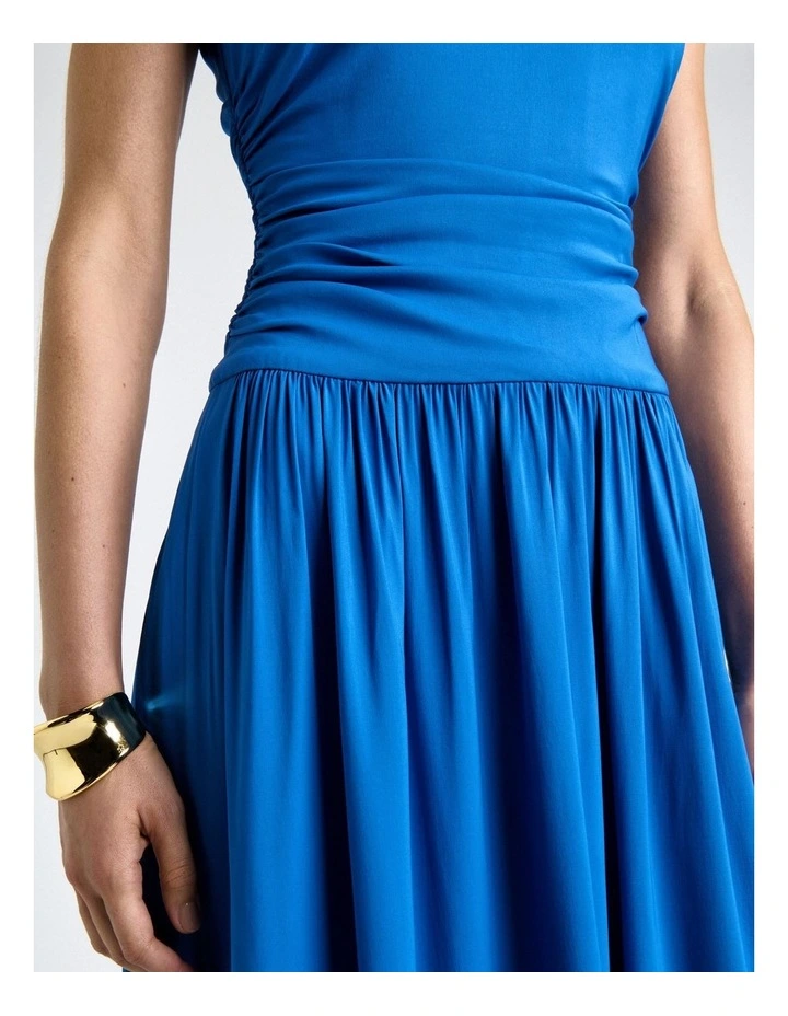 Blue Stretch Viscose Dropped Waist Dress image 4