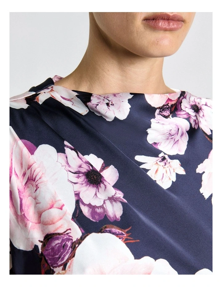 Photographic Rose Satin Midi Dress image 4