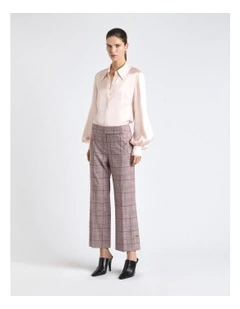 Satin Long Sleeve Shirt in Light Pink