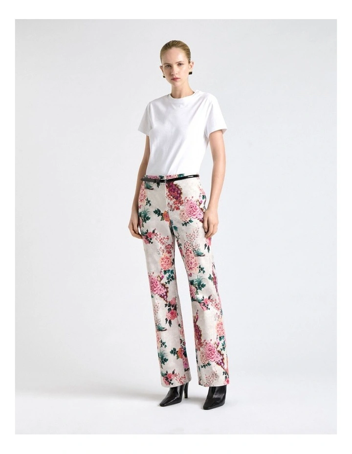 Garden Faille Straight Leg Pant in Cream image 1
