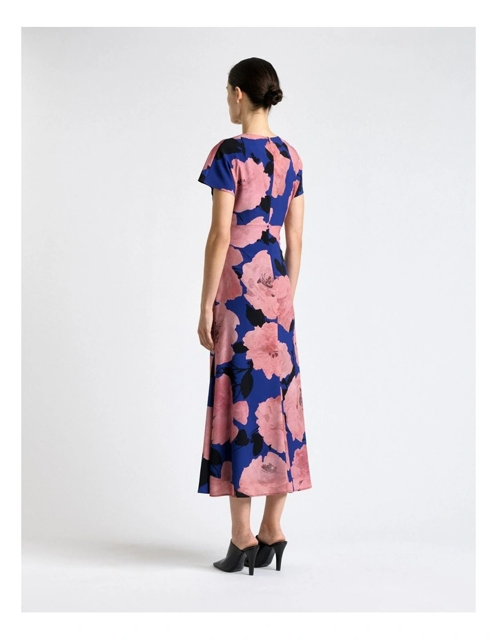 Pink Stencil Floral Gathered Front Dress image 2