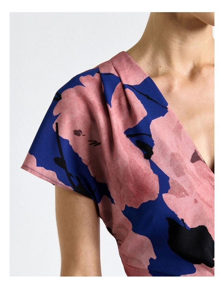 Pink Stencil Floral Gathered Front Dress image 4