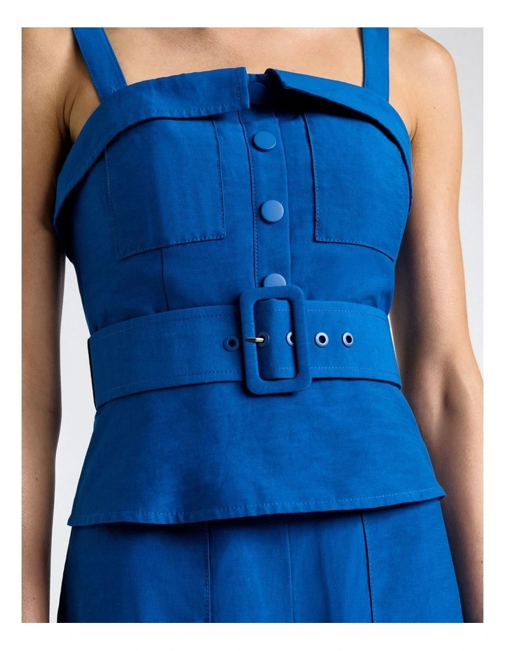 Blue Viscose Blend Utility Wide Leg Jumpsuit image 4