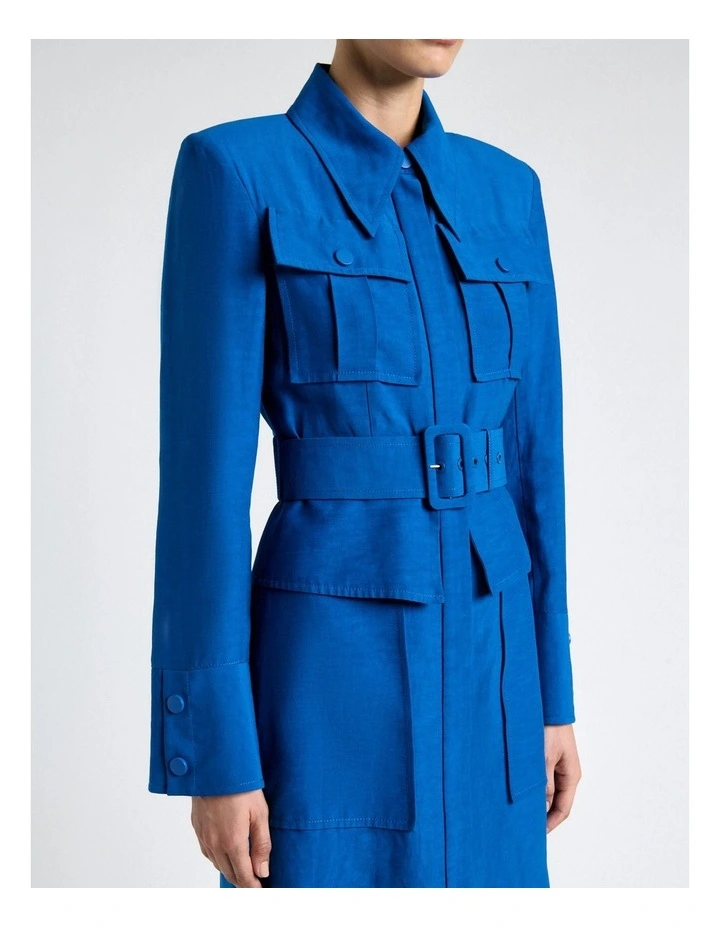 Blue Viscose Blend Utility Mini Dress image 4