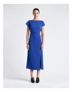 Cobalt Split Sleeve Column Midi Dress