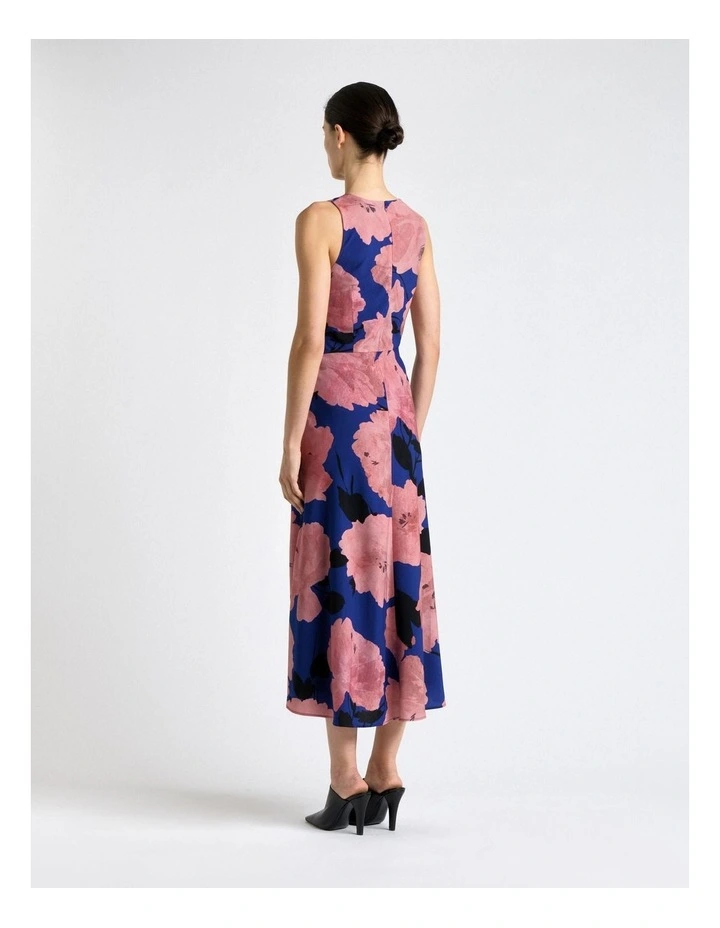 Pink Stencil Floral Halter Neck Midi Dress image 2