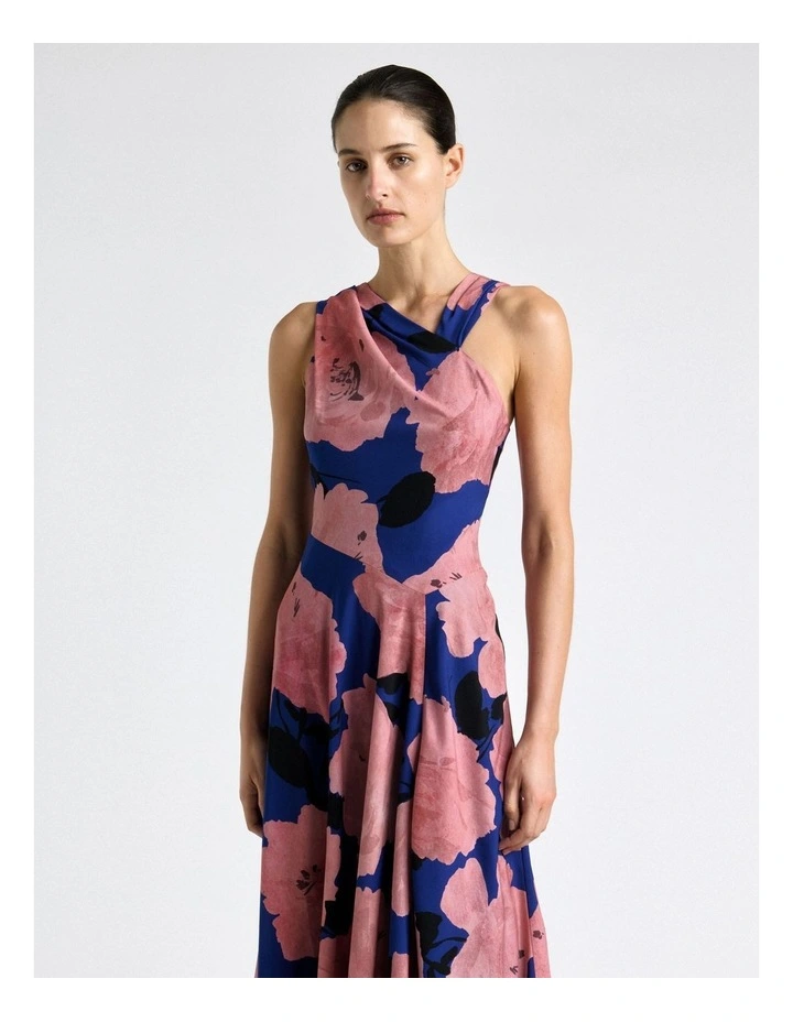 Pink Stencil Floral Halter Neck Midi Dress image 3