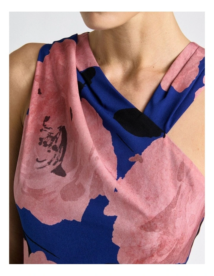 Pink Stencil Floral Halter Neck Midi Dress image 4