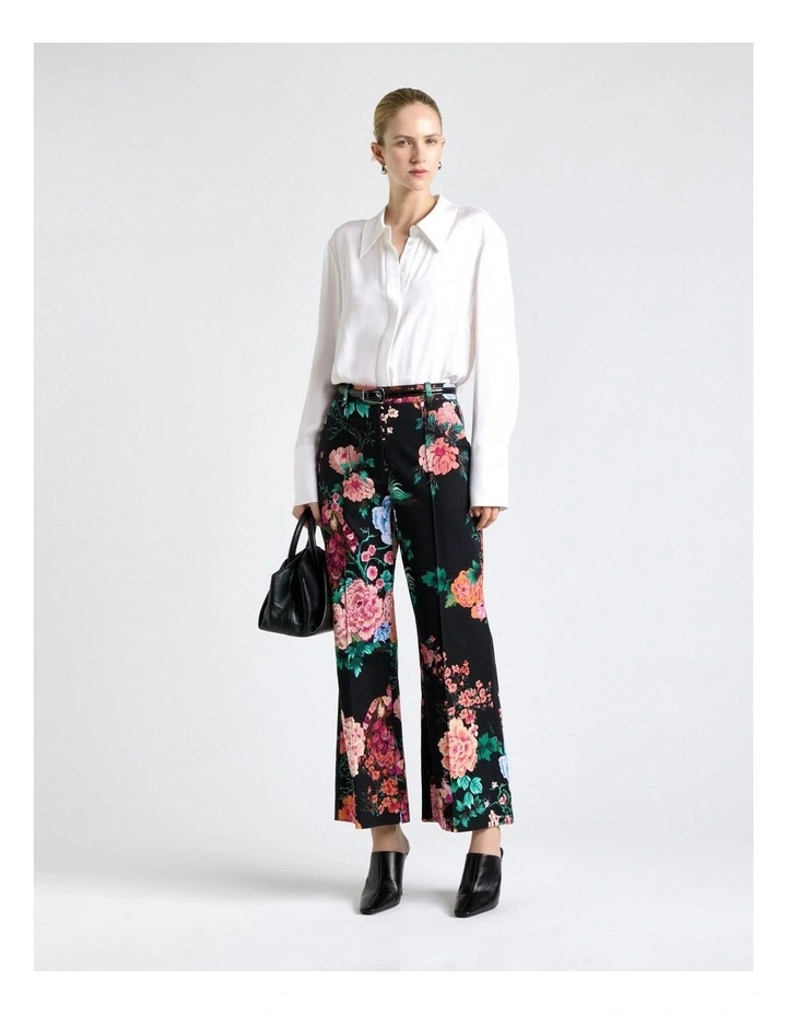 Peacock Garden Faille Wide Leg Pant in Black image 1